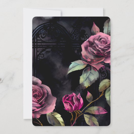 ピンクスカルフラワーブライド&グルーマー結婚式招待状 招待状 (裏面)