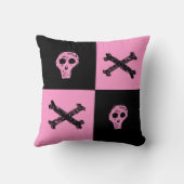 ピンクスカルブラックとピンク市松模様にボードパターン クッション (裏面)