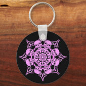 ピンクスカル円 キーホルダー (正面)