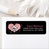 ピンクスカル差出人住所ラベルカスタム ラベル (インサイチュ)