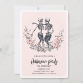 ピンクスカル怖いハローウィンパーティ招待状 シーズンカード (正面)