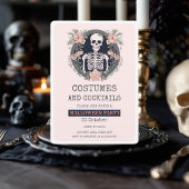 ピンクスカル怖いハローウィンパーティ招待状 シーズンカード