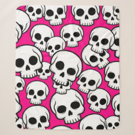 ピンクスカル柄シャギーブランケット シェルパブランケット