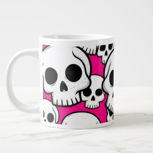 ピンクスカル柄ジャンボマグカップ ジャンボコーヒーマグカップ (左)
