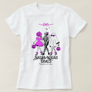 ピンクスカル スクワッド ゴールズ ~ かわいいガールズ スケルトン Tシャツ
