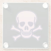 ピンクスカルnボーンズブラックガラスコースター ガラスコースター (裏面)