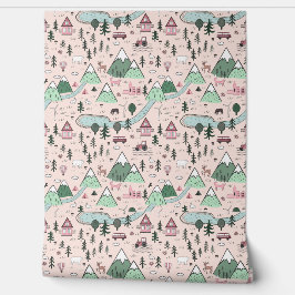 ピンクスカンジナビアのファームタウン 壁紙