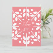 ピンクスカンジナビアフォークアート「愛してる」カード 招待状 (スタンド正面)