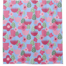 ピンクスカンジナビア春 シャワーカーテン