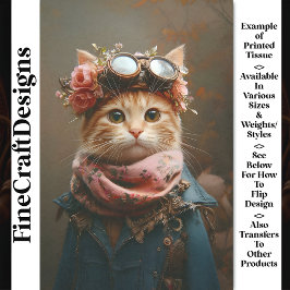 ピンクスカーフ&コートCD6デカップタビー猫 薄葉紙