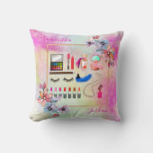 ピンクスガーリー10代の若者メイクアップフラワーがパーソナライズ クッション (正面)