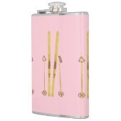 ピンクスキーとポール |ヴィンテージスキーイラストレーション フラスク (左)