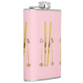 ピンクスキーとポール |ヴィンテージスキーイラストレーション フラスク (右)