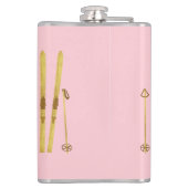 ピンクスキーとポール |ヴィンテージスキーイラストレーション フラスク (裏面)