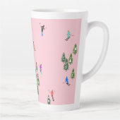 ピンクスキーヤースキー開場クリスマススキーホリデー カフェラテマグ (右)