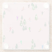 ピンクスキーヤースキー開場クリスマススキーホリデー ガラスコースター (裏面)