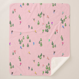 ピンクスキーヤースキー開場クリスマススキーホリデー シェルパブランケット