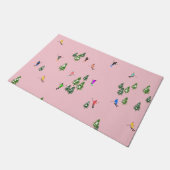 ピンクスキーヤースキー開場クリスマススキーホリデー ドアマット (アングル)