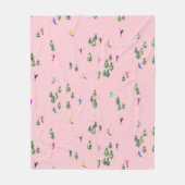 ピンクスキーヤースキー開場クリスマススキーホリデー フリースブランケット (正面)