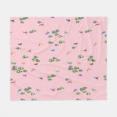 ピンクスキーヤースキー開場クリスマススキーホリデー フリースブランケット (正面(横))