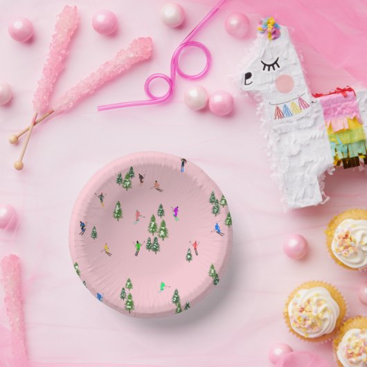 ピンクスキーヤースキー開場クリスマススキーホリデー ペーパーボウル (パーティー)