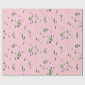 ピンクスキーヤースキー開場クリスマススキーホリデー ラッピングペーパー (フラット)