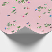 ピンクスキーヤースキー開場クリスマススキーホリデー ラッピングペーパー (角)