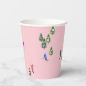 ピンクスキーヤースキー開場クリスマススキーホリデー 紙コップ (裏面)