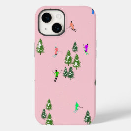 ピンクスキーヤースキー開場クリスマススキーホリデー Case-Mate iPhone 14ケース