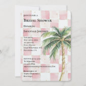 ピンクスクウェアトロピカル金ゴールドパームツリーブライダルシャワー 招待状 (正面)