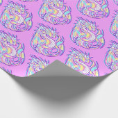 ピンクスクライバーキュートガーリードラゴンワイバーン犬神 ラッピングペーパー (角)