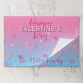 ピンクスクライブルハートハッピーバレンタインランチョンマット ペーパーパッド (折り畳み)