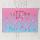 ピンクスクライブルハートハッピーバレンタインランチョンマット ペーパーパッド (正面)