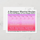 ピンクスクリスレルマルティーニレシピカード葉書 ポストカード (正面/裏面)