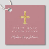 ピンクスクリプトクロスガールファースト聖餐式 フェイバータグ