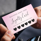 ピンクスクリプトシックハートカスタムロゴシンプルビジネス ロイヤリティカード