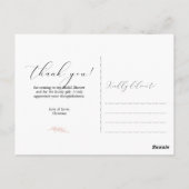 ピンクスクリプトフラワーブライダルシャワーありがとう ポストカード (裏面)