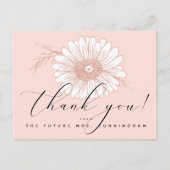 ピンクスクリプトフラワーブライダルシャワーありがとう ポストカード (正面)