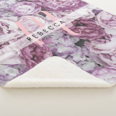 ピンクスクリプトモノグラム牡丹バラフローラ シェルパブランケット (3/4)