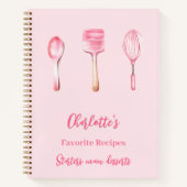 ピンクスクリプトレシピクックブック ノートブック (正面)