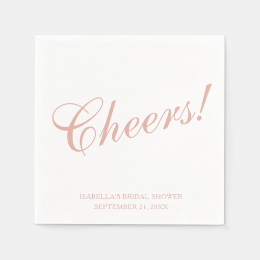 ピンクスクリプト応援!ブライダルシャワー結婚のカスタム スタンダードカクテルナプキン (正面)