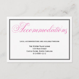 ピンクスクリプト結婚の宿泊詳細カード エンクロージャーカード