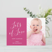 ピンクスクリプト　たくさんの愛　バレンタイン フォトカード シーズンカード (スタンド正面)