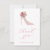 ピンクスクリプト ブライダルシャワー サンキューカード (正面)