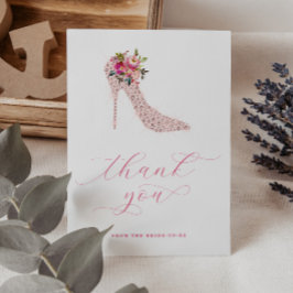 ピンクスクリプト ブライダルシャワー サンキューカード