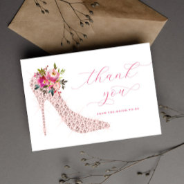 ピンクスクリプト ブライダルシャワー サンキューカード
