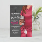 ピンクスクルバス看護学校卒業招待状 招待状 (スタンド正面)