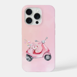 ピンクスクーターのフラワーフォンケース iPhone 15 PROケース