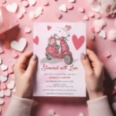 ピンクスクーターハートヴァレンティーンズデイブライダルシャワー 招待状