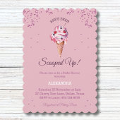 ピンクスクープしたグリッターアイスクリームブライダルシャワー 招待状